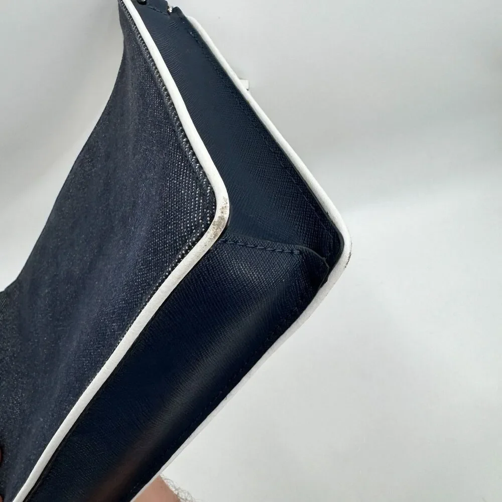 KATE SPADE Cameron Denim Blue White Color Block Crossbody Clutch Purse